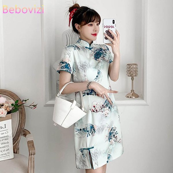 

ethnic clothing plus size -4xl 3xl summer fashion casual party modern cheongsam dress for women short sleeve qipao traditional chinese clot, Red
