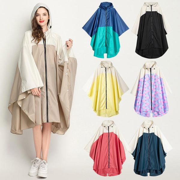 

raincoats 1pc eva raincoat women with hat zipper slicker poncho rainwear stylish long style waterproof environmental rain jacket
