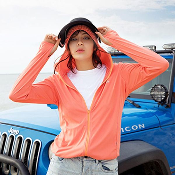 

ohsunny outdoor anti-uv sun protection sunscreen coats clothes breathable loose long sleeve pullover hoodie for driving beach women's j, Black;brown