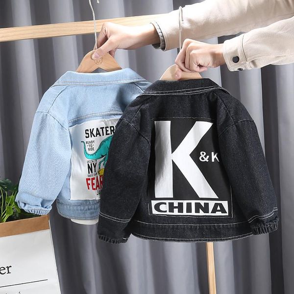 

jackets 2022 cartoon denim jacket for boys fashion coats children clothing autumn baby girls clothes outerwear top, Blue;gray