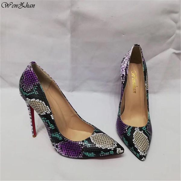 

dress shoes spring women high-heeled pumps ladies high heels shallow party thin nice purple mix snake prints wenzhan a92-27, Black