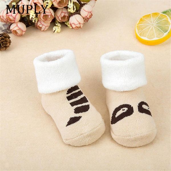 

pair born cotton winter spring baby girls boys socks infant striped keep warm slippers print cartoon meias cute sokken, Pink;yellow