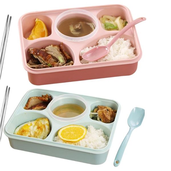 

storage bottles & jars 5 grids microwave oven plastic bento lunch box student sealed fast plate divided container with lid