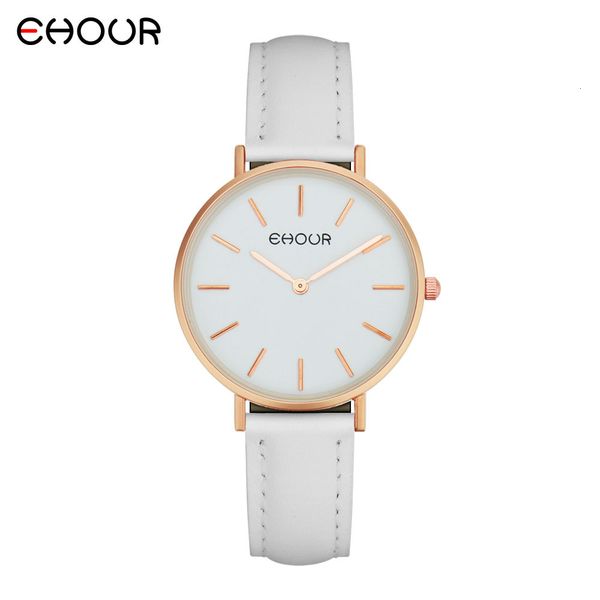 

watch white women's black leather waterproof simple ultra-thin, Slivery;brown