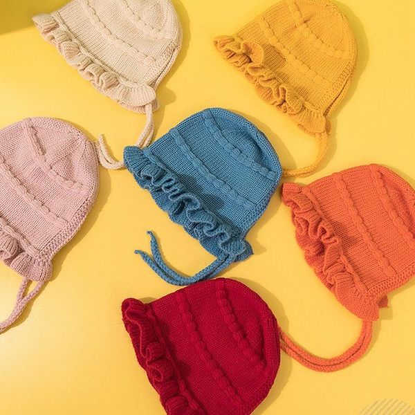 

caps & hats knitted born hat flower-shaped baby cartoon with ears plush headwear, Yellow