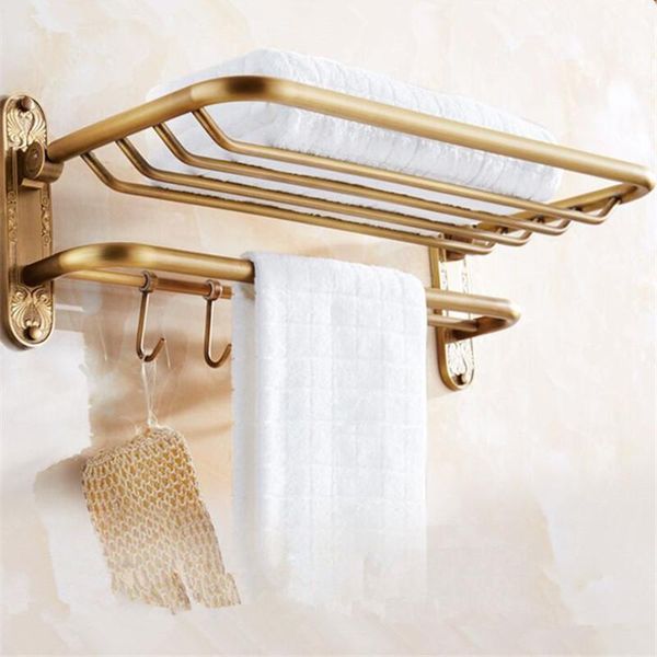 

towel racks copper bath holder wall mounted antique brass foldable rack with hooks hardware