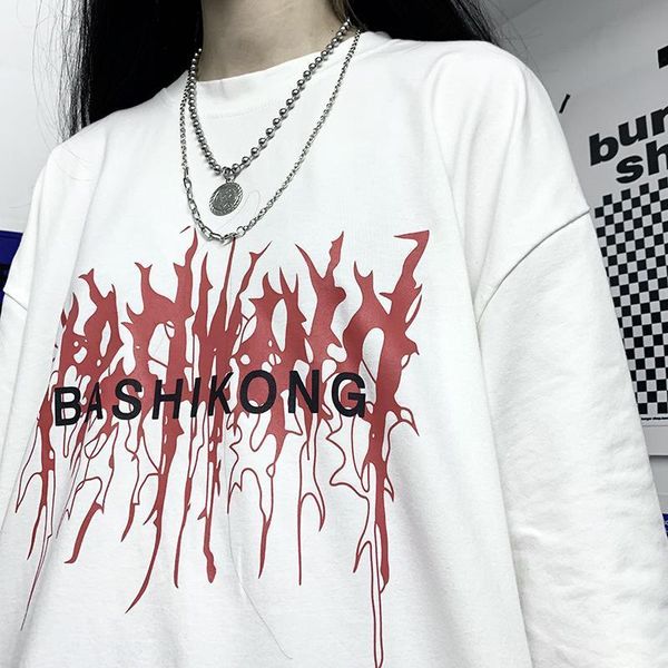 

men's t-shirts aesthetic oversized t-shirt gothic harajuku t shirt cartoon short sleeve women street clothes graphic shirts, White;black