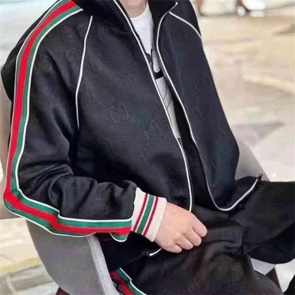 

70% outlet online [welfare fund]live shooting double red green stripe side webbing jacquard jacket pants suit for men and women, Black;brown