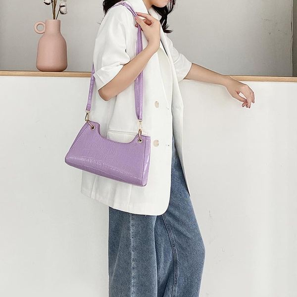 

duffel bags women's crocodile pattern shoulder bag fashion casual personality crossbody handbag solid color