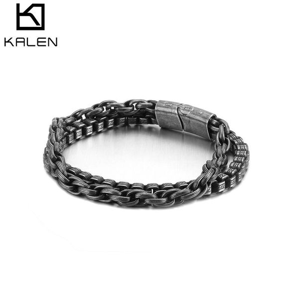 

link, chain 220*11mm stainless steel retro black double layer link bracelet men