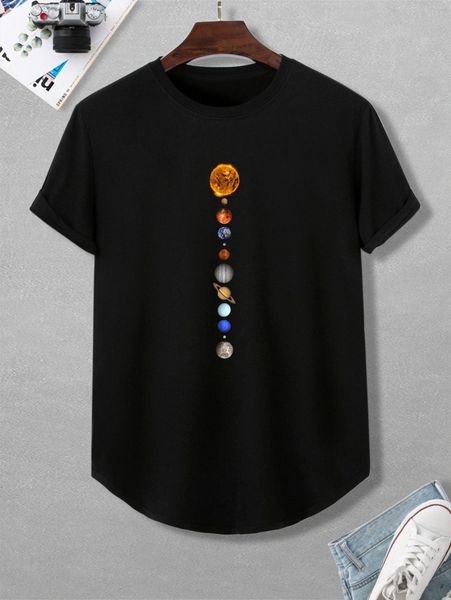 

men planet print tee h3ht#, White;black