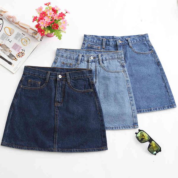 

skirts denim high waist a-line mini women summer single button pockets style female gilrs saia jeans black blue jean skirt jk8h