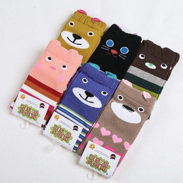 

footies cysincos 6pcs baby socks spring toddler kid cartoon bear printed crawl floor knee soft cotton boy girl foot cover, Blue