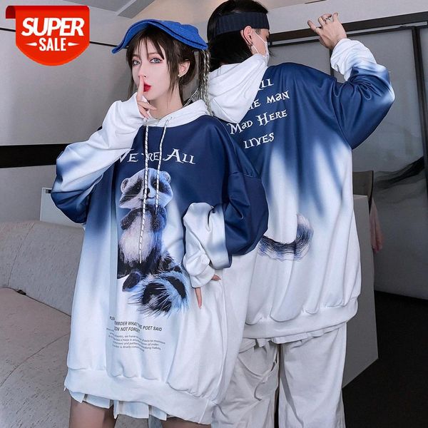 

hiphop brand gradient color personalized squirrel print lazy style sweater #vs3o, Black