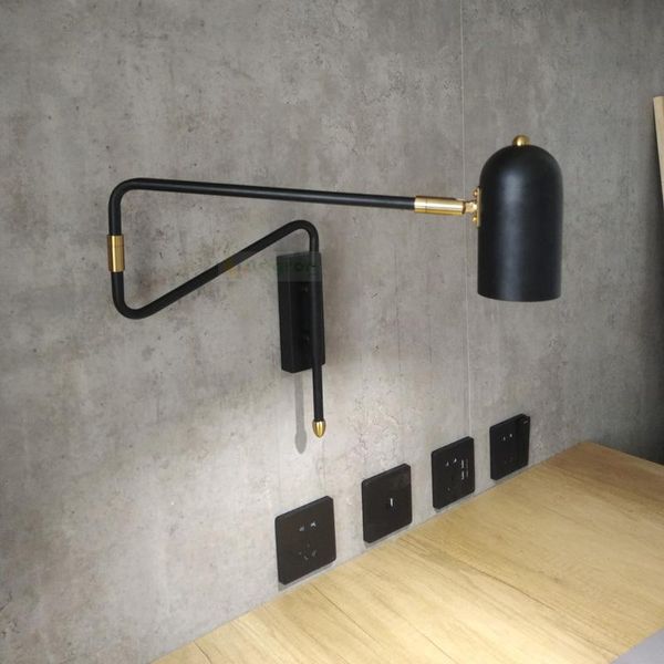 

wall lamp modern light industrial black/gold sconce vintage e27 contemporary lamps rustic lighting mounted bedroom lights
