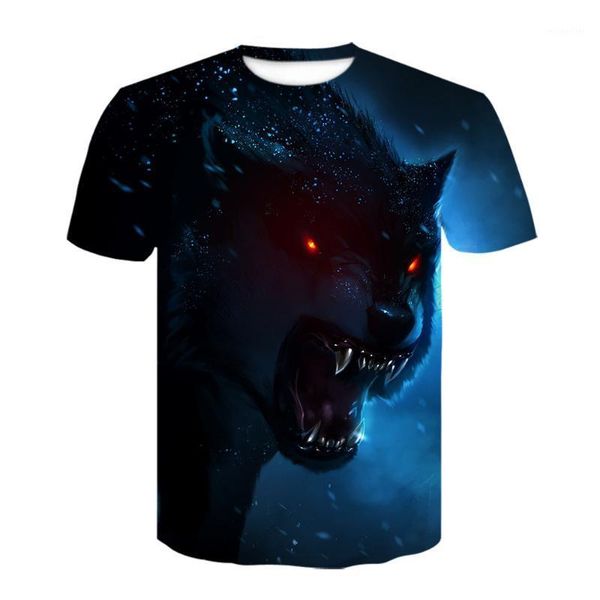 

gothic style men's summer brand 3d printing wolf animal t-shirt cool dark hip-hop clothing boy daily basic tshirt oversized t-shirts, White;black