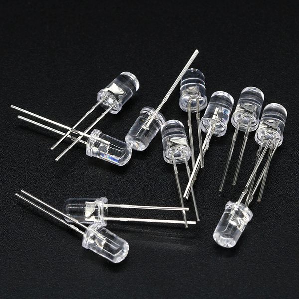 

100pcs /lot transparent round 5mm super bright water clear green red white yellow blue light led bulbs emitting diode f5