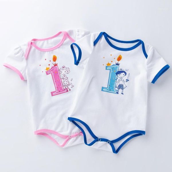 

rompers summer infant white cartoons bodysuits 0-24m baby boys and girls soft sweat-absorbent breathable short sleeve triangle romper, Blue