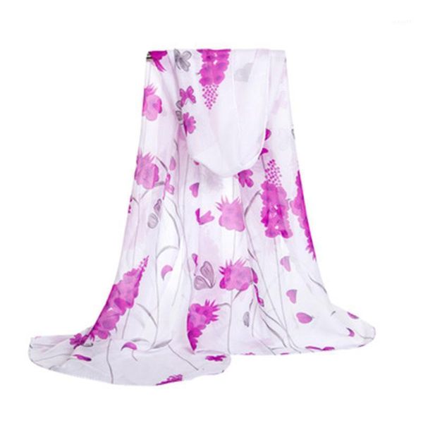

scarves fashion butterfly print silk scarf multi-style holiday gift floral long chiffon ladies summer beach sunscreen shawl n80, Blue;gray
