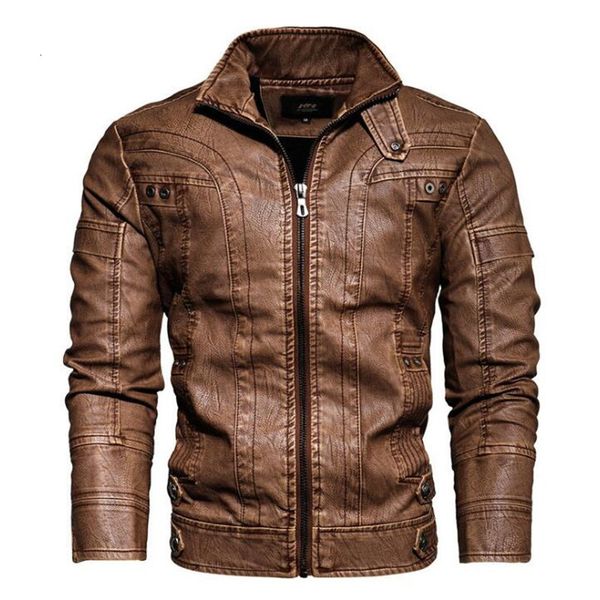 

men's leather & faux synthetic leather jacket, collar and zipper, large 5xl, Black