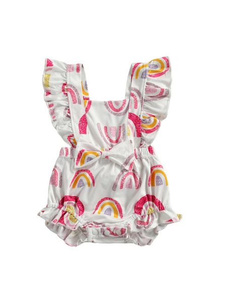 

jumpsuits summer baby girl rainbow romper bow ruffles jumpsuit sunsuit, Blue
