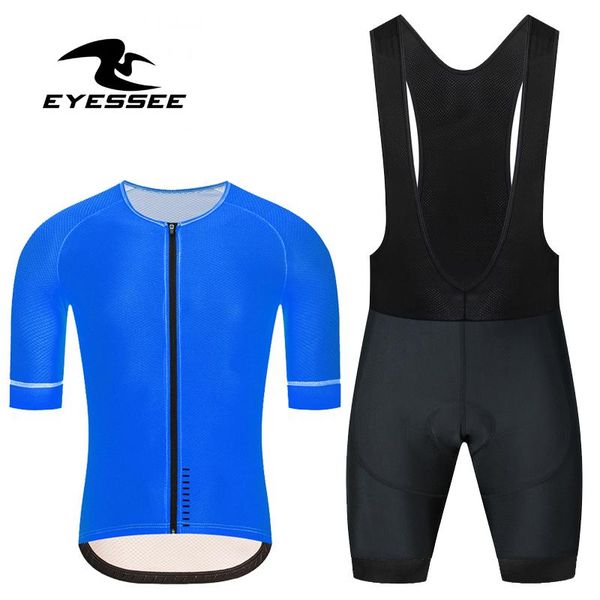 

racing sets eyessee 5 colors summer cycling jersey set pro men team quick dry bike clothing mtb bicycle clothes ropa ciclismo, Black;blue