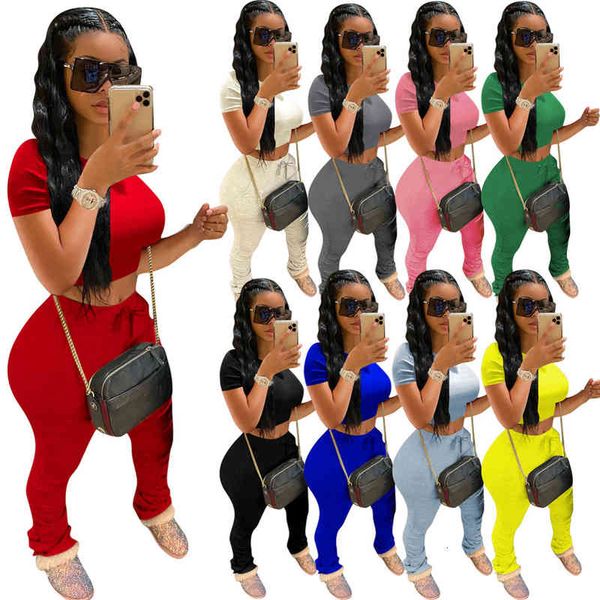 

women two piece tracksuits pants set outfits letter solid color short sleeve trousers sports suit two-piece cotton, Gray