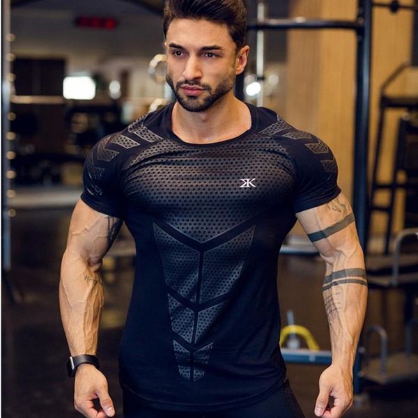 

Men's T-Shirts Muscle Men Summer Gyms Fitness Bodybuilding tight Short Sleeve T Shirts Male Sporting Brand Tees Tops Fashion Casual Clothing 6MQ6, White;black