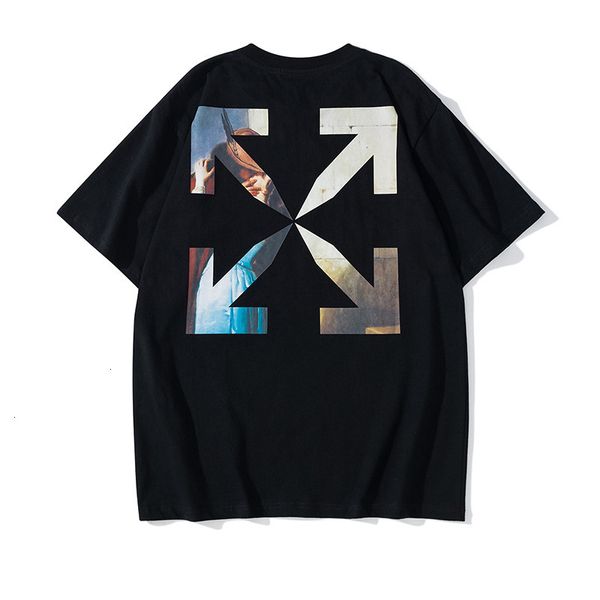 

t shirt hayes oil painting lovers embrace kiss printed arrow short sleeve men's and women's t-shirt tee, White;black