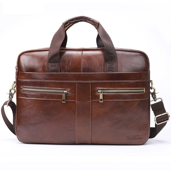 

men genuine leather lapcow travel briefcase crossbody shoulder bags