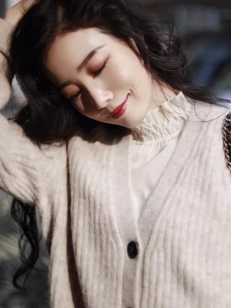 

sweater wool blend single breasted knit cardigan jacket women, White