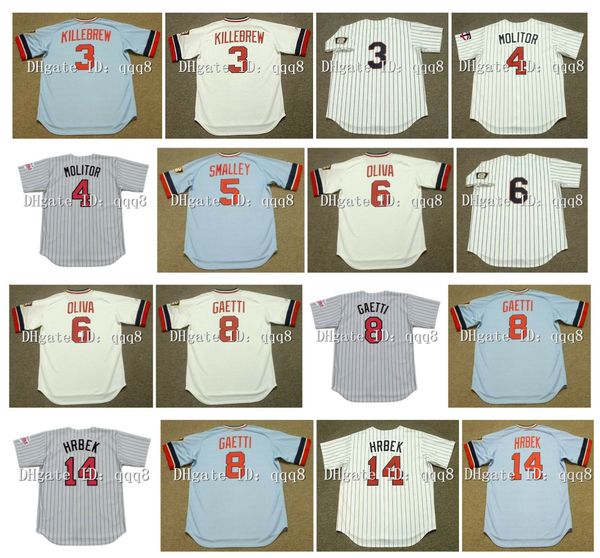 

1974 vintage 3 harmon killebrew 4 paul molitor 5 roy smalley 6 tony oliva 8 gary gaetti 11 chuck knoblauch 14 kent hrbek white blue retro th, Blue;black