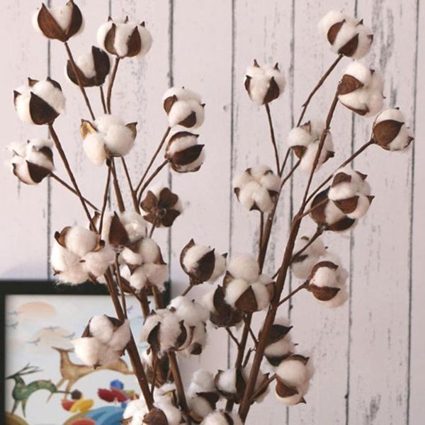 

heads naturally dried cotton flowers artificial plants floral branch for wedding party decoration fake home decor decorative & wreaths