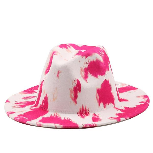 

wide brim hats 2021 tie dyed woollen felt fedora hat big jazz panama cowboy vintage cotton graffiti party, Blue;gray
