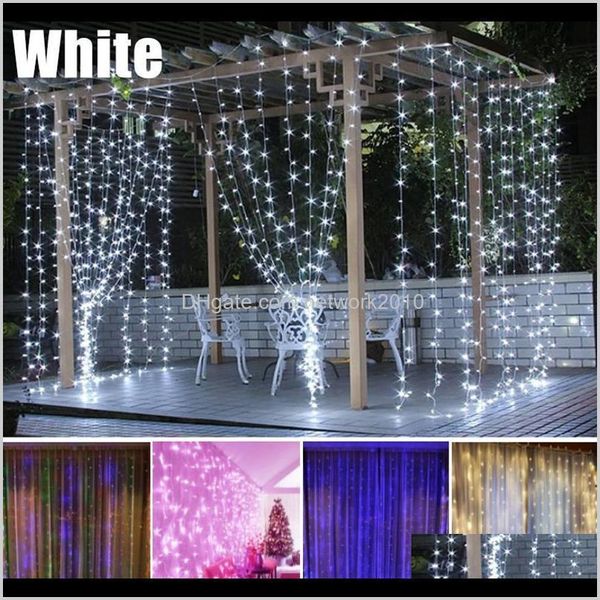 Evento material festivo entrega 2021 304 LED Fairy Christmas Outdoor Icicle Wedding Garden Party Party Home Curtain Decoration String Lights