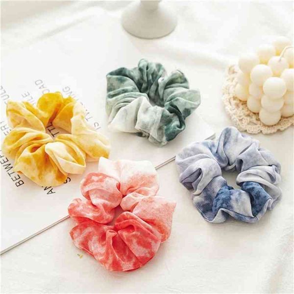 

2021 selling dyed lace elastic scrunchies sweet female bands girls accessories for horse tail hair holder strings 1703, Golden;white