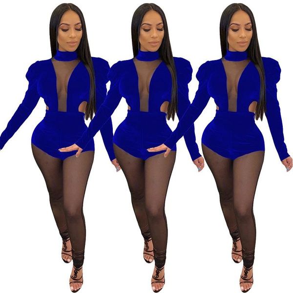 

women's jumpsuits & rompers beach style mesh spliced hollow out playsuits lady fashion butterfly sleeve catsuits shorts sports, Black;white