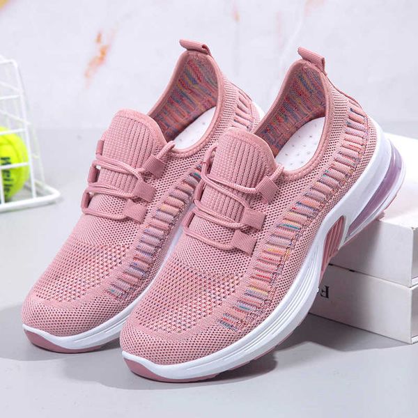 

summer fashion breathable women sneakers 2021 mesh fabric ladies sports shoes flat casual lace up running shoes female trainersy y0907, Black