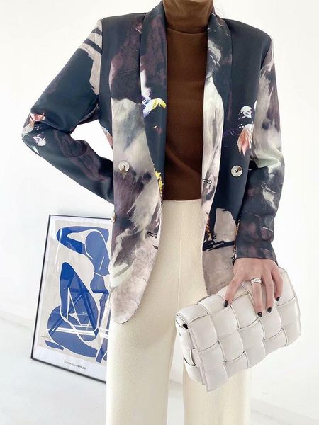 

women's suits & blazers 2021 winter women's jacket british style temperament plaid suit fashion casual lapel cardigan, White;black