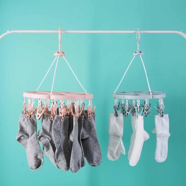 

hangers & racks 24 clips folding clothes hanger dryer windproof socks underwear drying rack kids children
