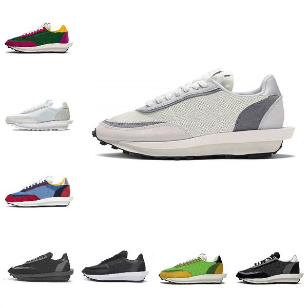 

2021 mens running sports shoes fashion ldv waffle women waffle racer black white nylon summit multi pine green trainers varsity sneakers y26
