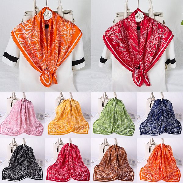 

paisley print hijab scarf silk satin scarf bandana cashew flower neckerchief square shawls female headband hair scarves 70*70cm, Blue;gray