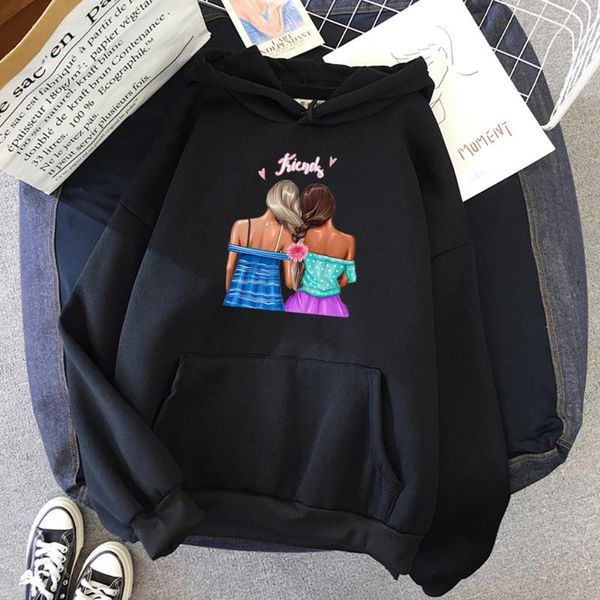 

kawaii flower print korean style sweatshirt winter streetwear harajuku oversized hoodie women fashion casual girl japan women's hoodies, Black