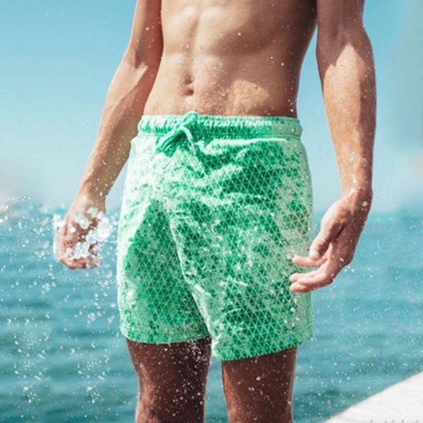 

men's shorts men beach breathable summerfast dry large size swimming trousers color changing male, White;black