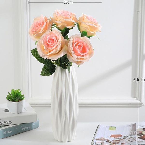 

decorative flowers & wreaths 5pcs artificial roses silk wedding red white for home decoration valentines day gift year's decor diy