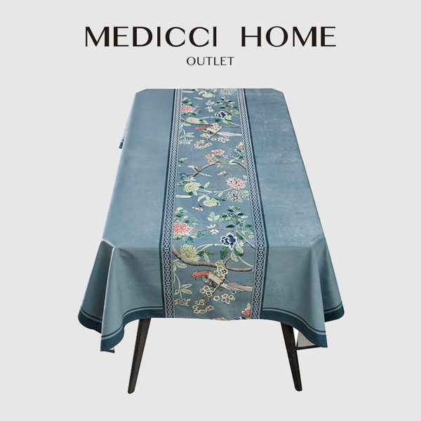 

medicci home rectangle tablecloth eastern decoration chinese antique bird flower print luxury velvet obling table cloth