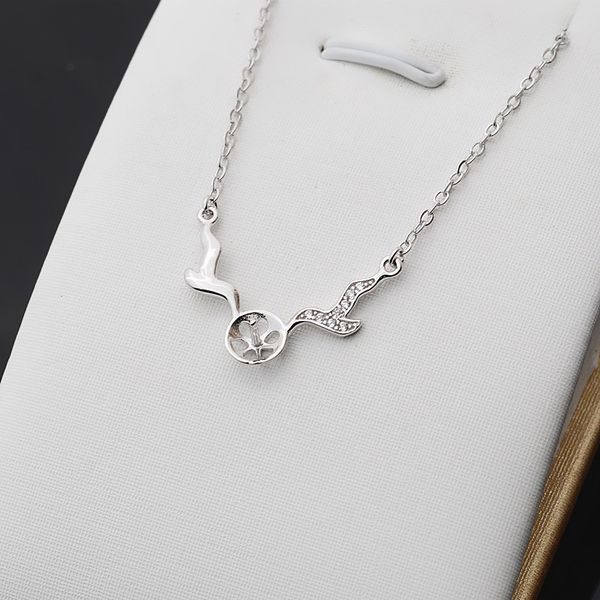 

s925 silver pendant necklace female angel silver clavicle cover chain pendant diy pearl 8-9 accessories new 366