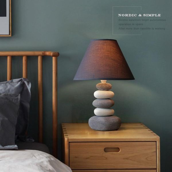 

table lamps personalized lamp bedroom bedside simple modern warm creative nordic american led living room stone decorative e14
