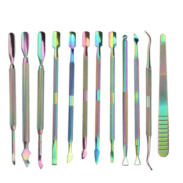 

color titanium nail tools manicure stainless steel dead skin push remover set