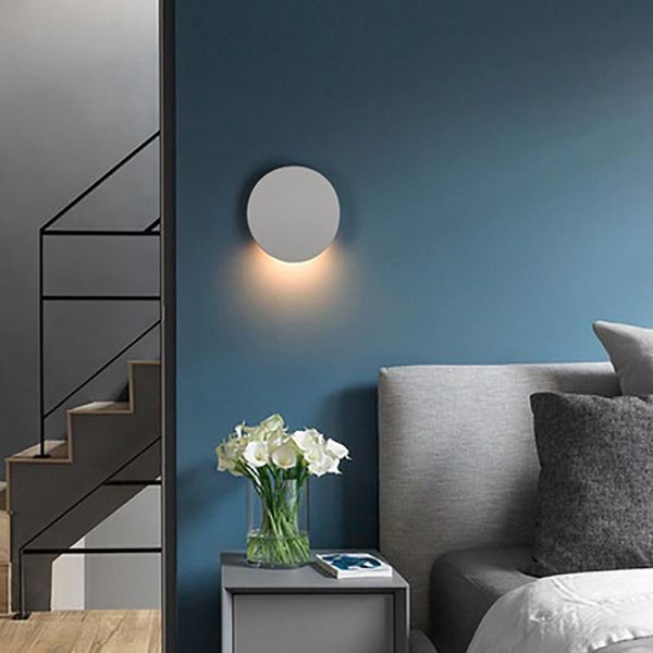 

wall lamp modern minimalist led round white balcony porch tv background ac 85-265v bedroom decoration light